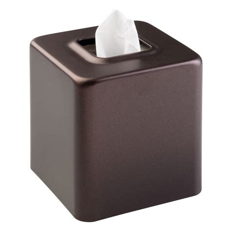 bronze metal square facial-tissue box cover-holder by mdesign|square modern tissue box holder.